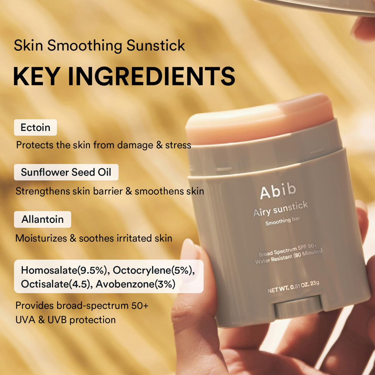 Abib Airy Sunstick SPF50+ application on skin