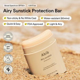 Abib Airy Sunstick SPF50+ packaging with two sticks