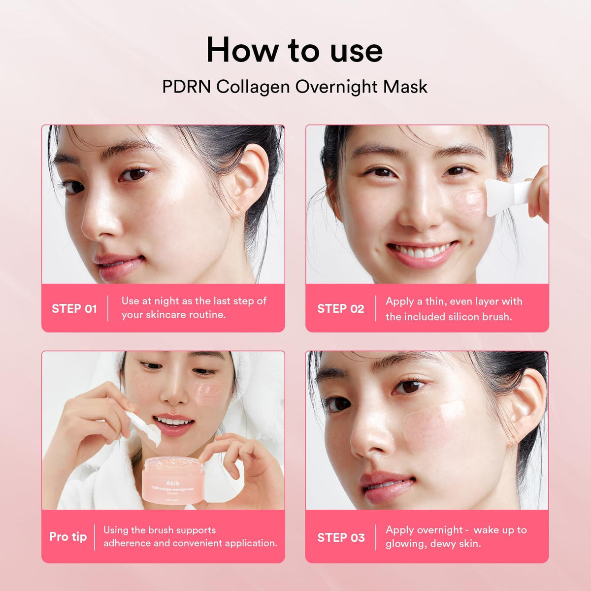 Abib PDRN Collagen Overnight Face Mask with other skincare products
