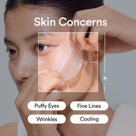 abib Vegan Collagen Eye Patches on a model's under-eye area