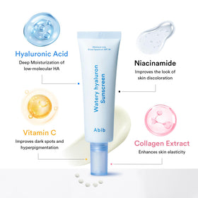 Abib Watery Hyaluron Sunscreen application on skin