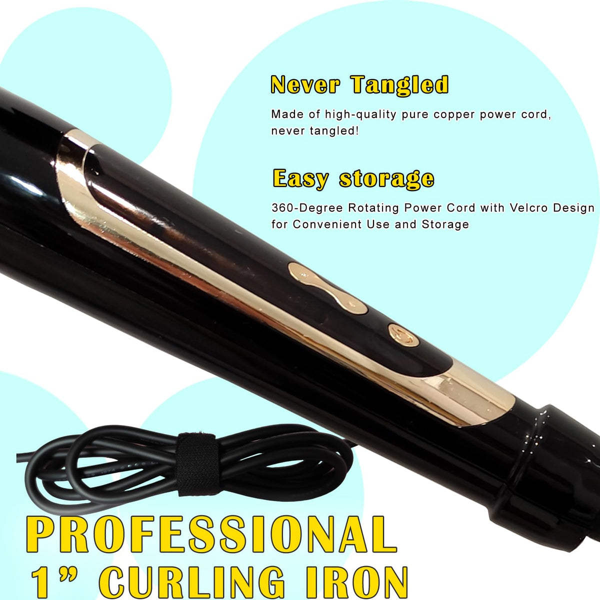abp 1.25 Inch Curling Iron 360° swivel power cord