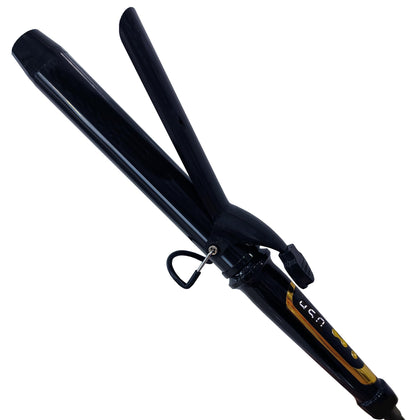 abp 1.25 Inch Curling Iron front view with black and gold design