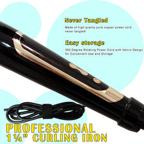 abp curling iron in use on long hair creating curls