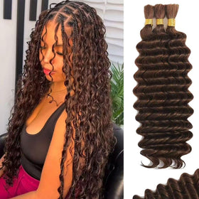 Acbhoa 100% Human Boho Braiding Hair Deep Wave 14 Inch #4 front view