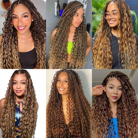 Acbhoa 100% Human Boho Braiding Hair Deep Wave 20inch #4/27 in various colours