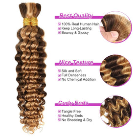 Acbhoa 100% Human Boho Braiding Hair Deep Wave 20inch #4/27 packaging