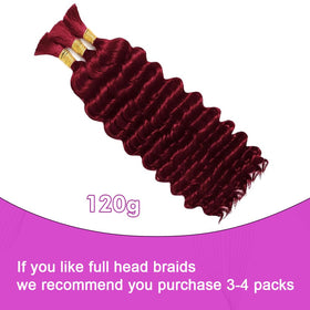 Acbhoa 14-inch Deep Wave Boho Braiding Hair in Burgundy Red close-up of texture