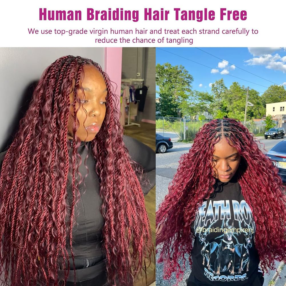 Acbhoa Boho Braiding Hair Deep Wave 16inch Burgundy Red packaging