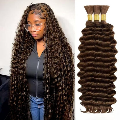 Acbhoa Boho Braiding Hair Deep Wave 16inch Natural Brown front view