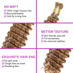 Acbhoa Boho Braiding Hair Deep Wave 18 Inch Honey Blonde bundle close-up