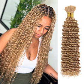 Acbhoa Boho Braiding Hair Deep Wave 18 Inch Honey Blonde front view