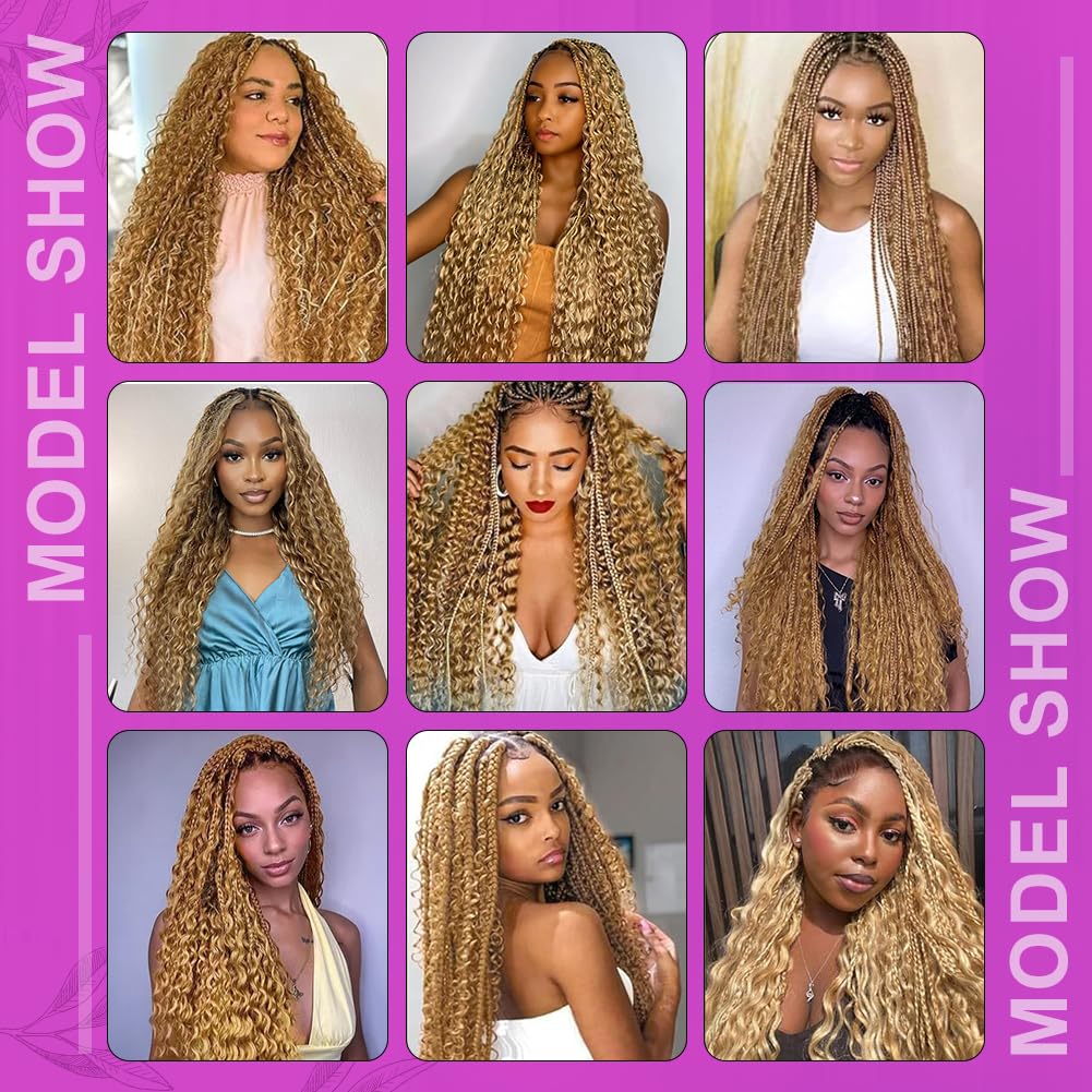 Acbhoa Boho Braiding Hair Deep Wave 18 Inch Honey Blonde packaging