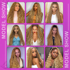 Acbhoa Boho Braiding Hair Deep Wave 18 Inch Honey Blonde packaging