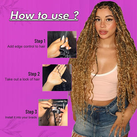 Acbhoa Boho Braiding Hair Deep Wave 18 Inch Honey Blonde styled in braids