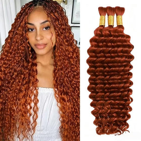 Acbhoa Boho Braiding Hair Deep Wave 18inch #350 Copper front view