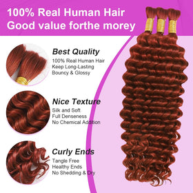 Acbhoa Boho Braiding Hair Deep Wave 18inch #350 Copper styled in braids