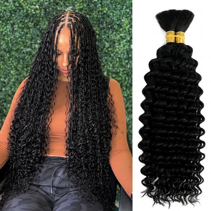 Acbhoa Boho Braiding Hair Deep Wave 20inch #1B front view