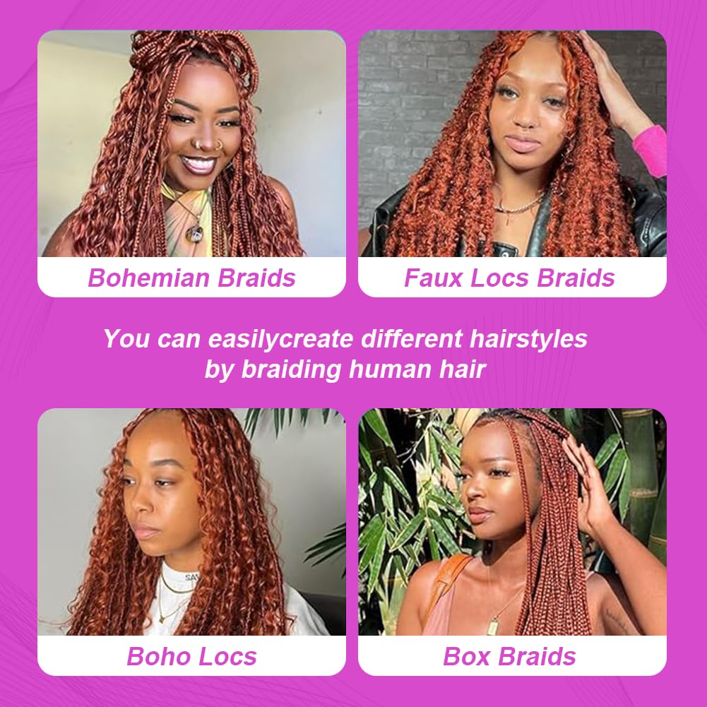 Acbhoa Boho Braiding Hair Deep Wave displayed with styling tools