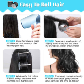 Acejoz hair roller set with stainless steel duckbill clips