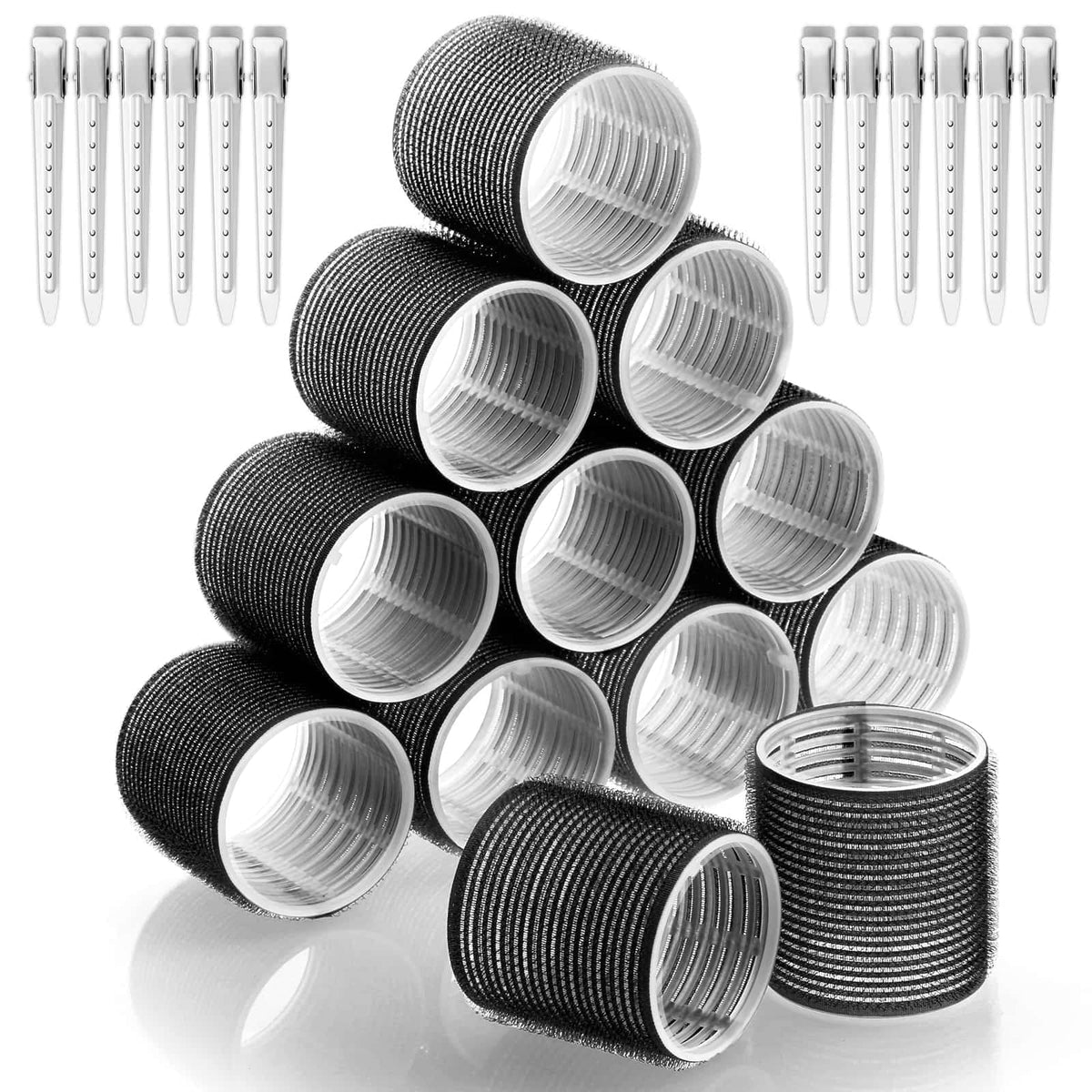 Acejoz Jumbo Hair Rollers set with 12 rollers and clips