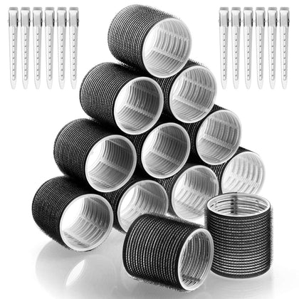 Acejoz Jumbo Hair Rollers set with 12 rollers and clips