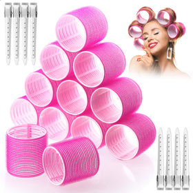 Acejoz Jumbo Hair Rollers set with 12 rollers and clips