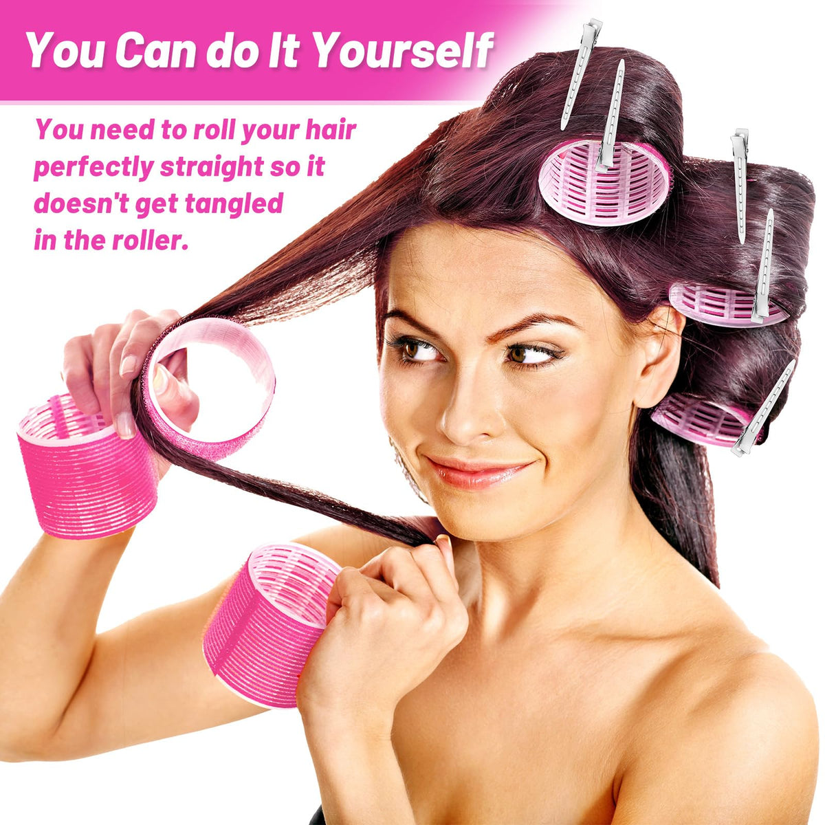 Acejoz Jumbo Hair Rollers used in a styling routine