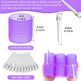 Acejoz Jumbo Hair Rollers with stainless steel clips