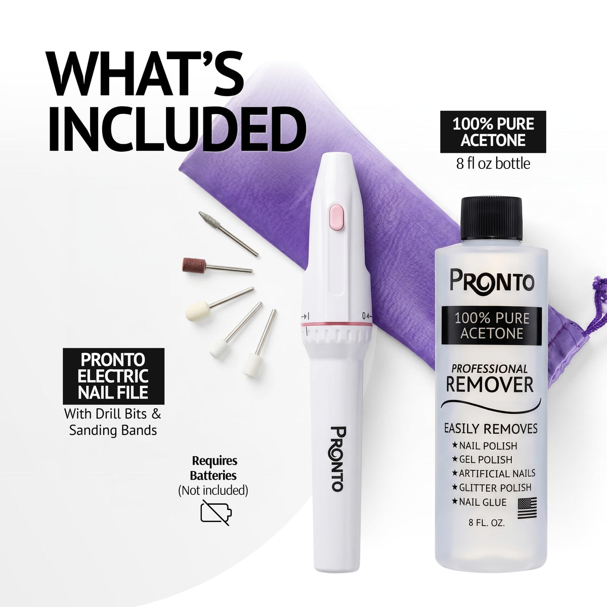 Acetone bottle with Pronto Electric Nail File