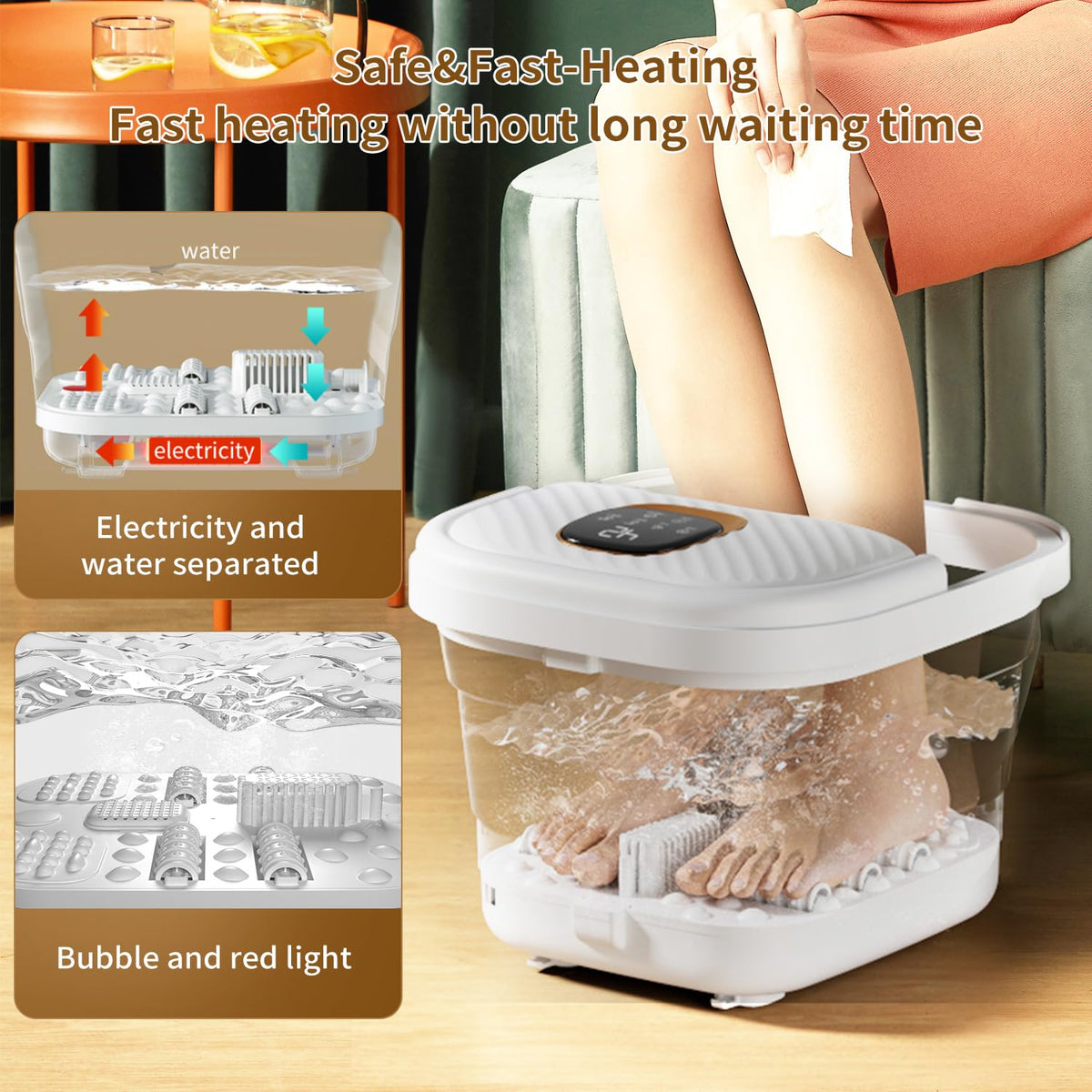 ACKLEAP Folding Foot Spa in a home setting