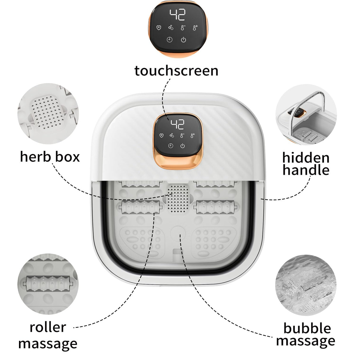 ACKLEAP Folding Foot Spa side view showing foldable design