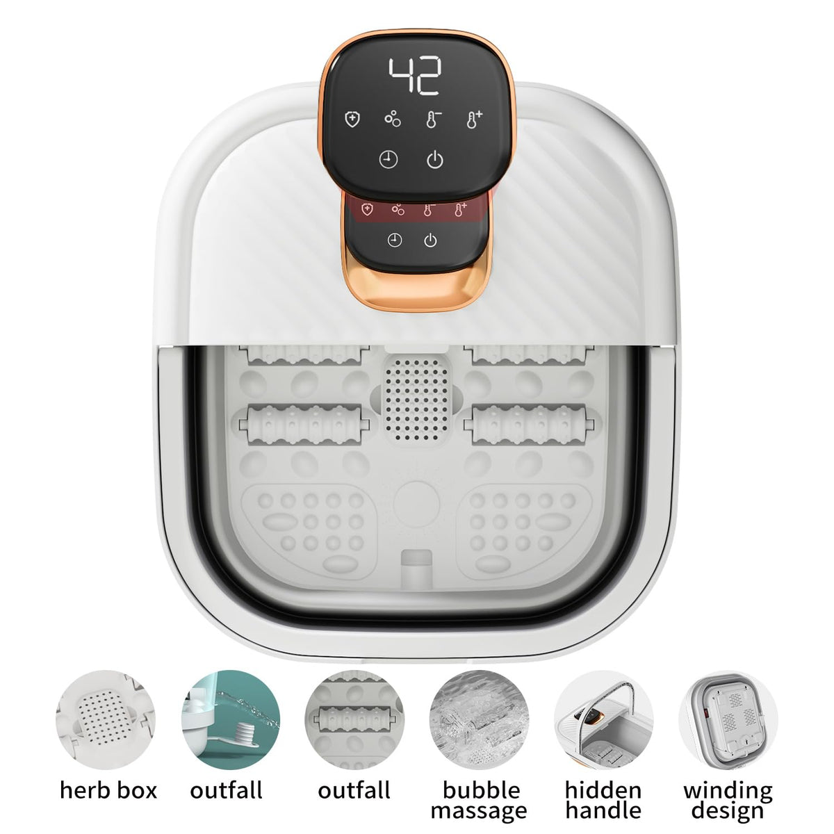 ACKLEAP Folding Foot Spa with user enjoying a foot bath