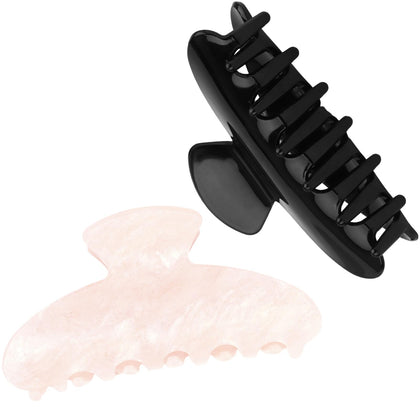 ACO-UINT 2 Pack Hair Claw Clips in Pink and Black front view