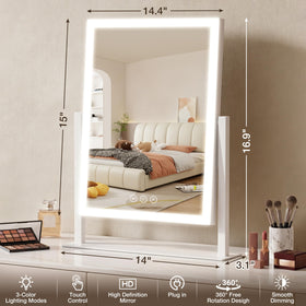 Acoolda Lighted Makeup Mirror rotated to show 360-degree functionality