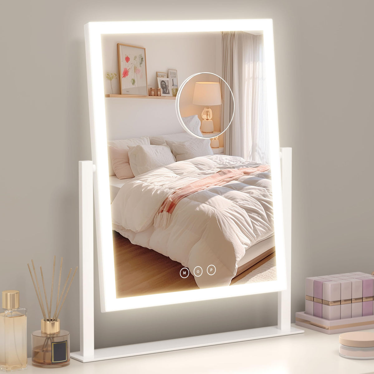 Acoolda Lighted Makeup Mirror with warm light setting