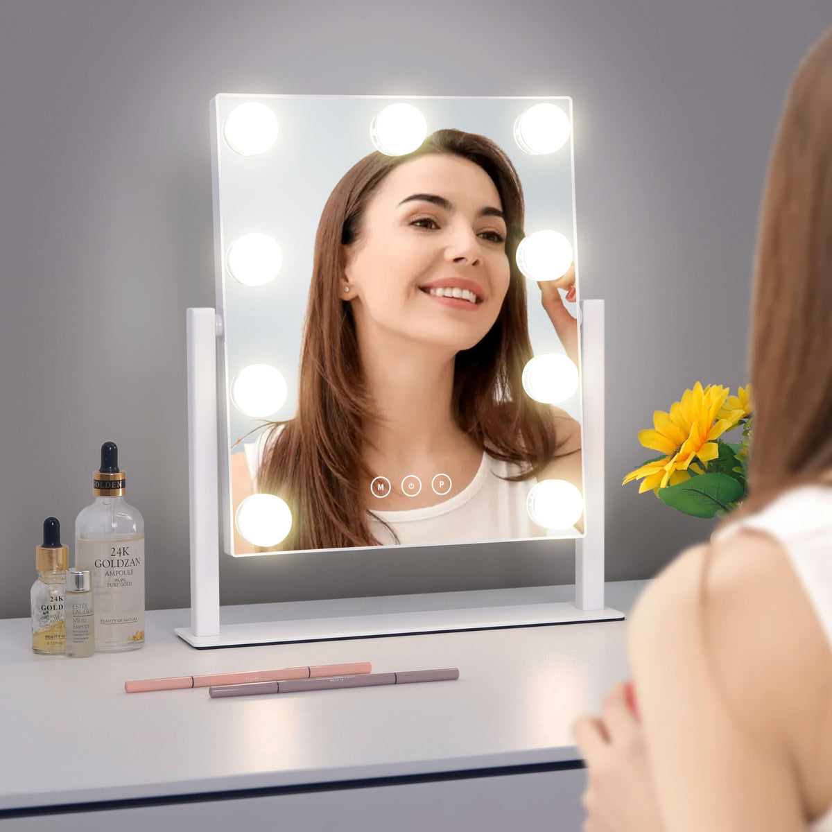 Acoolda Vanity Mirror in a stylish makeup setup