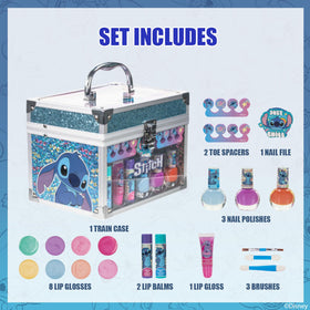 Acrylic train case featuring bubble gum scented nail polishes