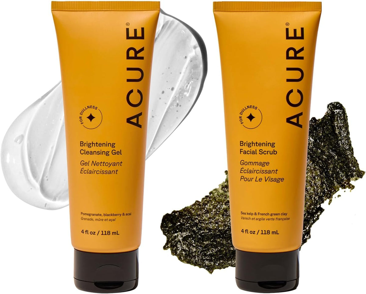 Acure Brightening Facial Scrub front view with packaging
