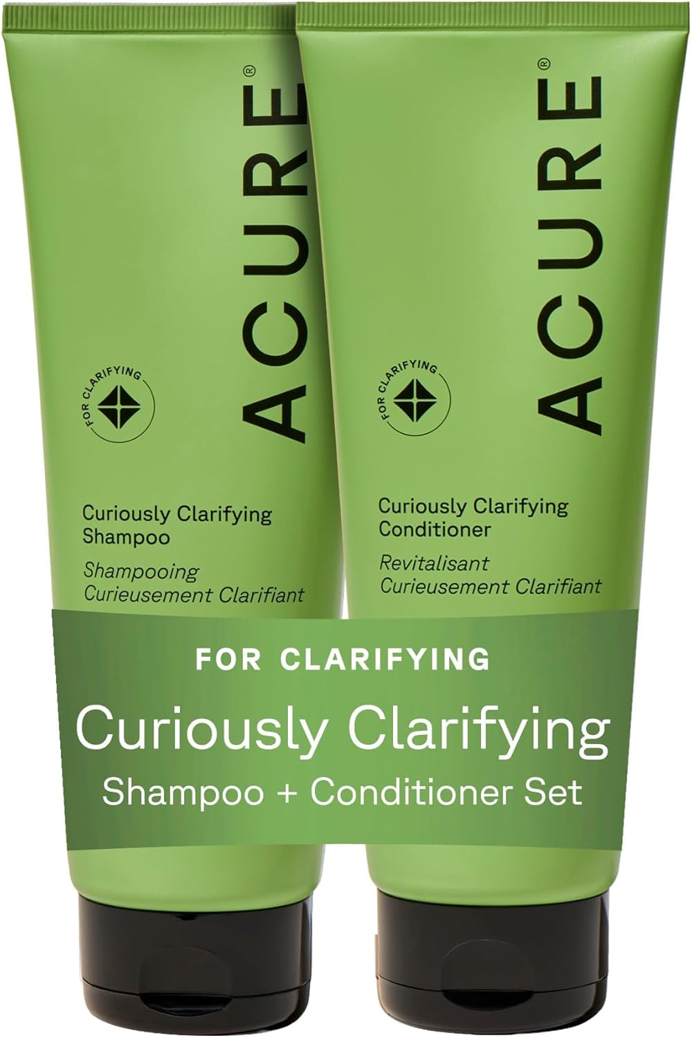 Acure Curiously Clarifying Shampoo & Conditioner Set front view