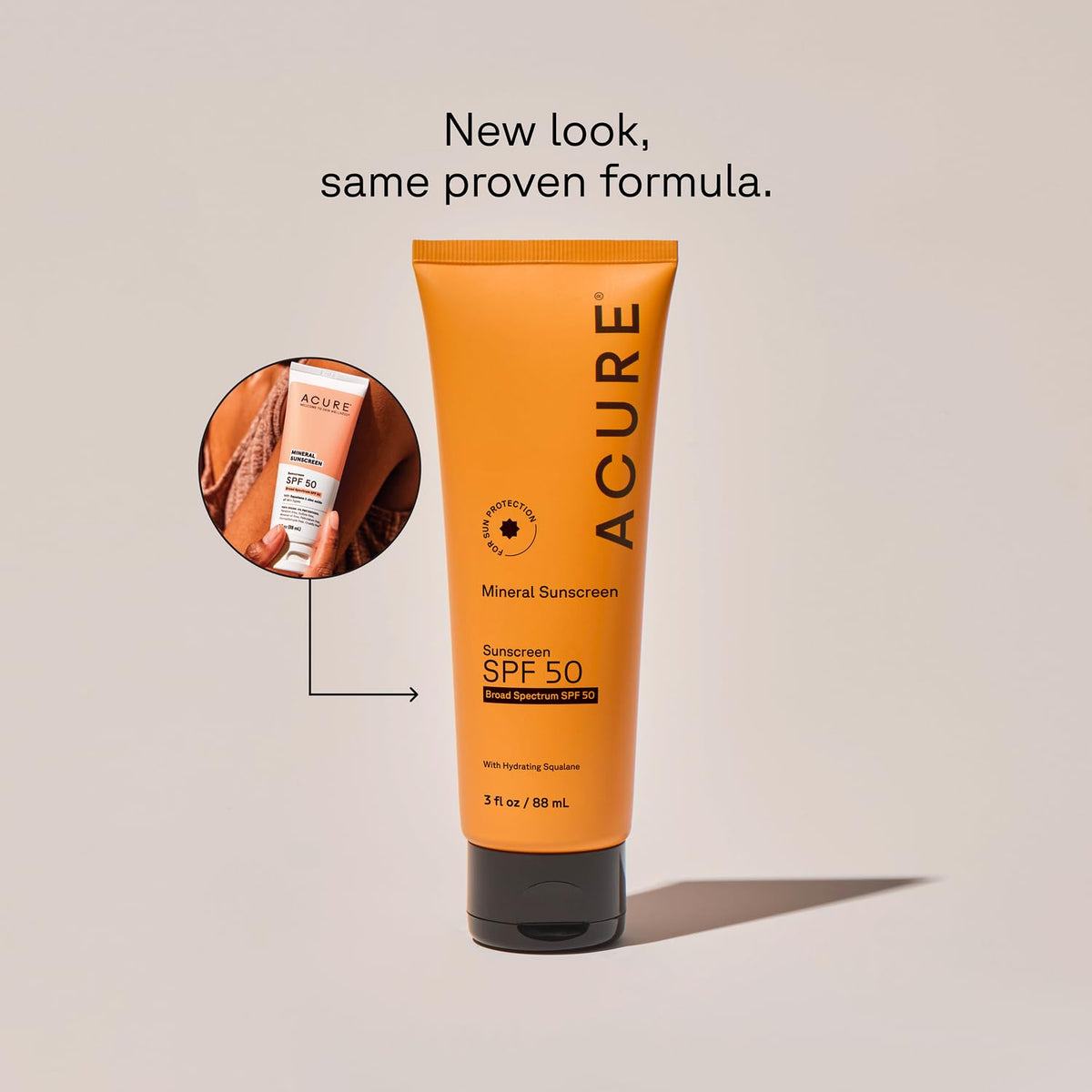 Acure Mineral Sunscreen SPF 50 back view showing ingredients