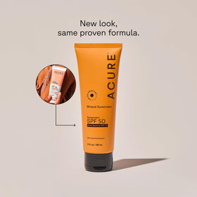 Acure Mineral Sunscreen SPF 50 back view showing ingredients