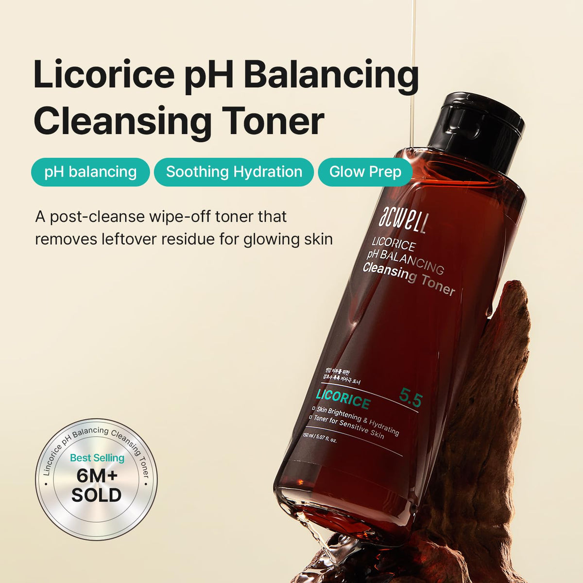 ACWELL Licorice Toner back view with ingredient details