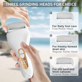 AdamPark callus remover in use on feet with LED light on