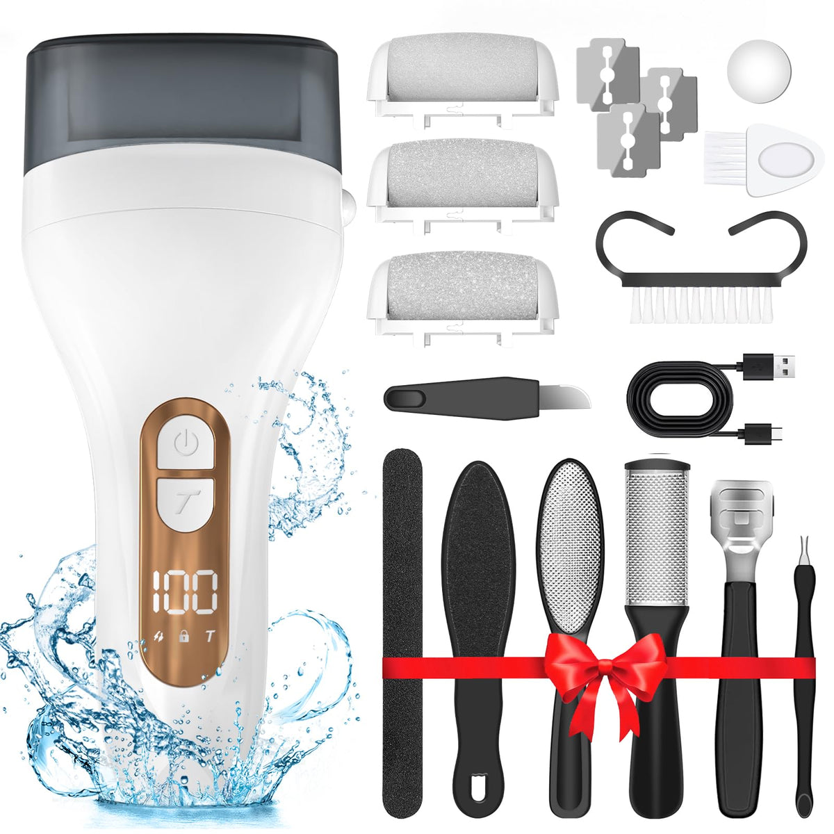 AdamPark Electric Callus Remover kit with tools and USB cable