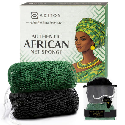 ADETON African Net Sponge black and green front view