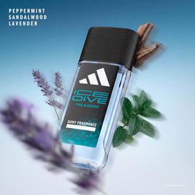 adidas Ice Dive Body Fragrance 2.5 fl oz bottle side view