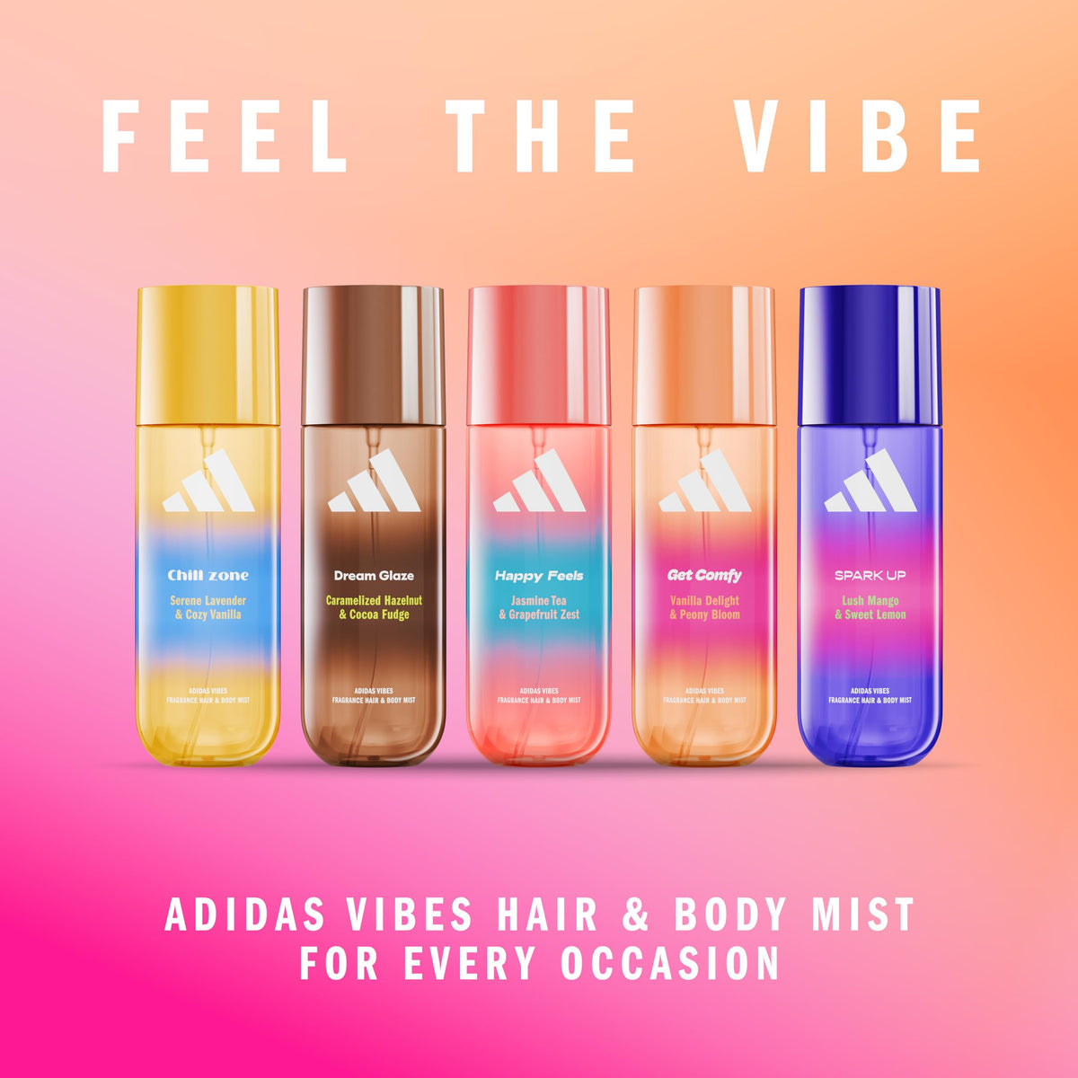 adidas Vibes Get Comfy Fragrance Hair & Body Mist in lifestyle setting