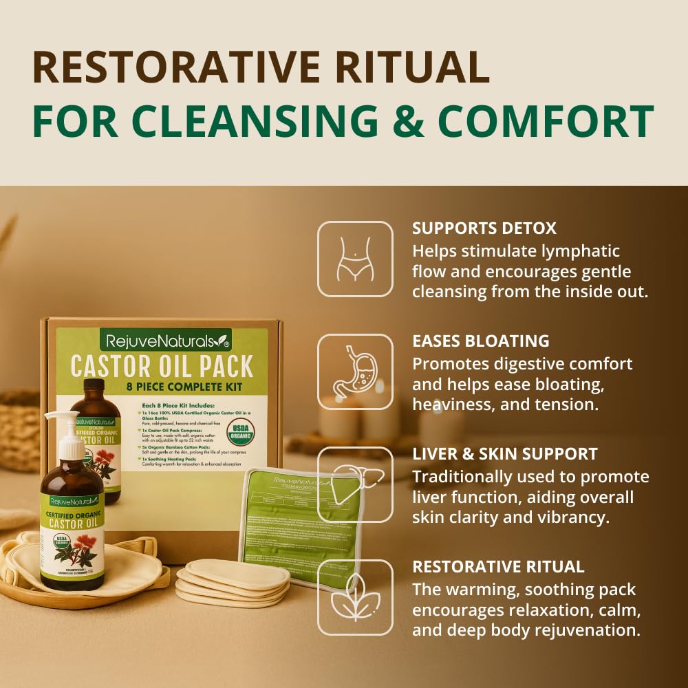 Adjustable cotton compress wrap from RejuveNaturals Castor Oil Pack