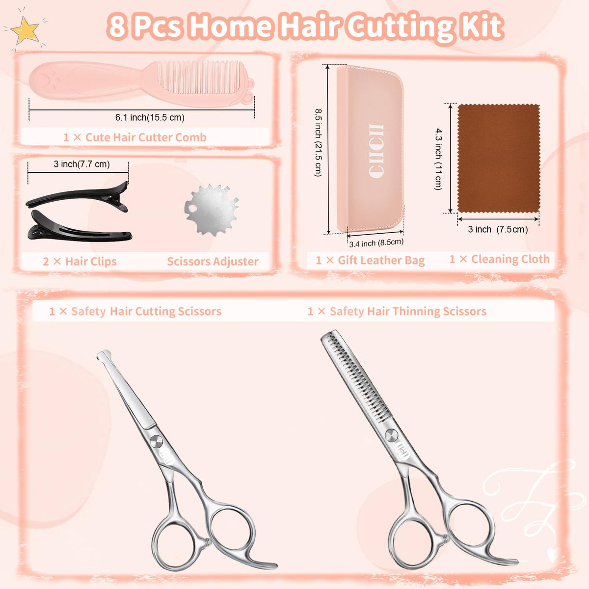 Adjustable screw design of CIICII Kids Hair Cutting Scissors